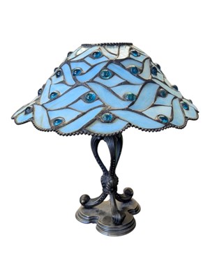 Lot 477 - VINTAGE TIFFANY MANNER TEALIGHT HOLDER LAMP