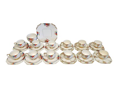 Lot 225 - CARLTON WARE - COLLECTION OF EARLY 20TH CENTURY CHINA FLORAL TEACUPS & SAUCERS