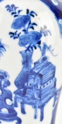 Lot 12 - QING BLUE AND WHITE 'ANTIQUE & PRUNUS' VASE 清 清花博古冰梅瓶