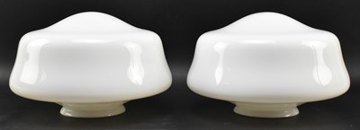 Lot 497 - PAIR OF EARLY 20TH CENTURY OPALINE CEILING LIGHT SHADES