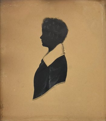 Lot 8 - EDGAR ADOLPHE - VICTORIAN WATERCOLOUR PAPER SILHOUETTE OF A LADY
