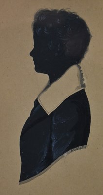 Lot 8 - EDGAR ADOLPHE - VICTORIAN WATERCOLOUR PAPER SILHOUETTE OF A LADY