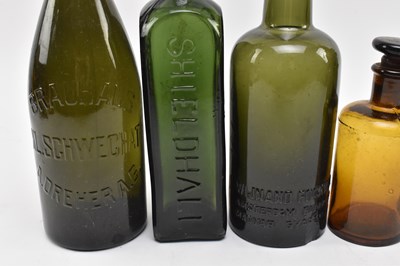Lot 123 - VINTAGE ADVERTISING - COLLECTION OF MOSTLY GREEN GLASS BOTTLES