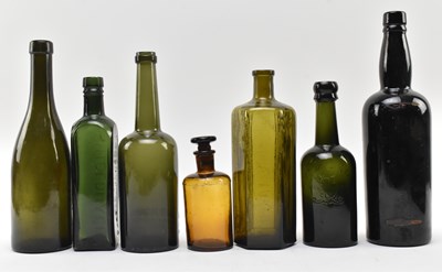 Lot 123 - VINTAGE ADVERTISING - COLLECTION OF MOSTLY GREEN GLASS BOTTLES