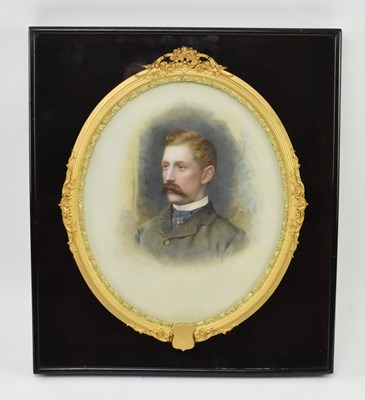 Lot 12 - DICKINSON & FOSTER - VICTORIAN CASED PORTRAIT OF A GENTLEMAN ON PORCELAIN