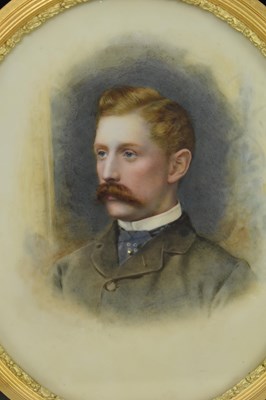 Lot 12 - DICKINSON & FOSTER - VICTORIAN CASED PORTRAIT OF A GENTLEMAN ON PORCELAIN