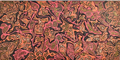 Lot 491 - E.M. LIFT - 20TH CENTURY ABORIGINAL MIXED MEDIA PAINTING