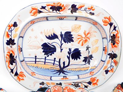Lot 155 - LATE 19TH CENTURY IMARI STYLE DISH PLATES AND PLATTER
