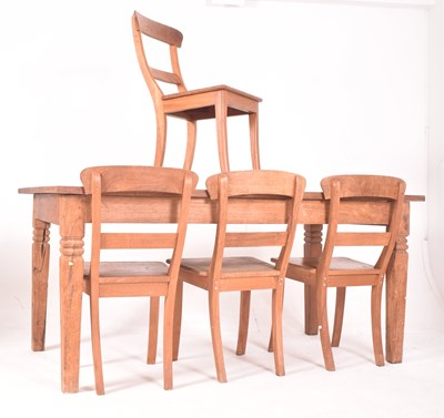 Lot 557 - DUTCH FARMHOUSE KITCHEN REFECTORY DINING TABLE AND CHAIRS