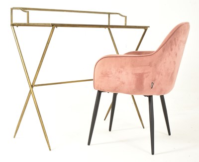 Lot 372 - CONTEMPORARY BRASS FRAMED DESK AND CHAIR