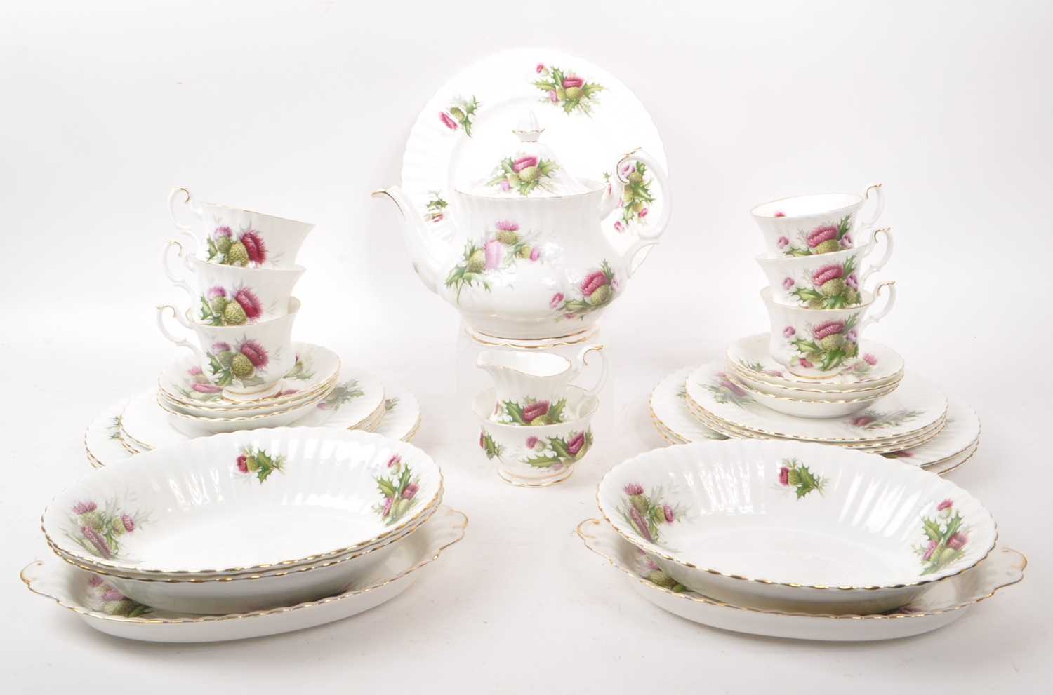 Lot 1 - ROYAL ALBERT - HIGHLAND THISTLE - COLLECTION OF 1960S CHINA TEA SERVICE PIECES