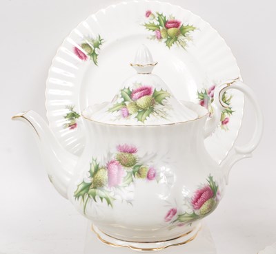 Lot 1 - ROYAL ALBERT - HIGHLAND THISTLE - COLLECTION OF 1960S CHINA TEA SERVICE PIECES