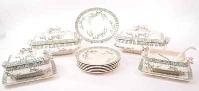 Lot 48 - KEELING & CO - VICTORIAN GREEN AND WHITE DINNER SERVICE