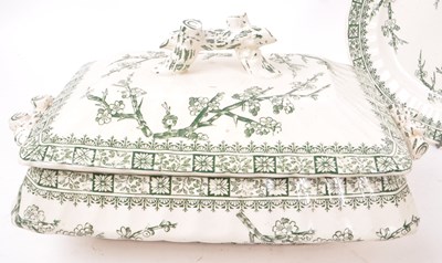 Lot 48 - KEELING & CO - VICTORIAN GREEN AND WHITE DINNER SERVICE
