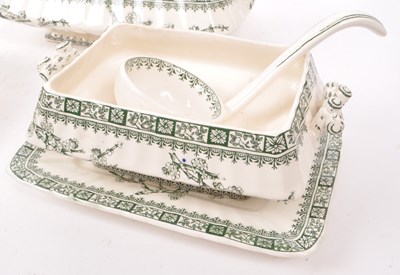 Lot 48 - KEELING & CO - VICTORIAN GREEN AND WHITE DINNER SERVICE