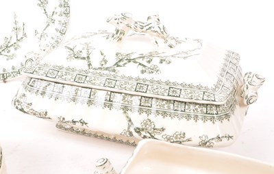 Lot 48 - KEELING & CO - VICTORIAN GREEN AND WHITE DINNER SERVICE
