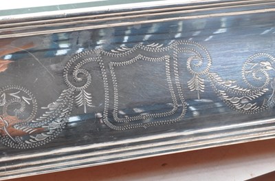 Lot 272 - SILVER PLATED ENGRAVED MIRROR TOP WEDDING CAKE STAND