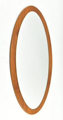 Lot 449 - RETRO 1960S OVAL SHAPED TEAK FRAMED MIRROR