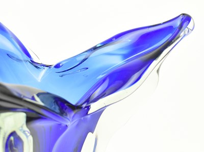 Lot 287 - KARLOVARSKE SKLO (MOSER) - MID CENTURY TRIANGULAR GLASS VASE