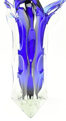 Lot 287 - KARLOVARSKE SKLO (MOSER) - MID CENTURY TRIANGULAR GLASS VASE