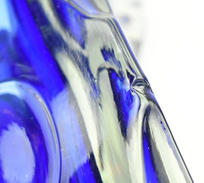 Lot 287 - KARLOVARSKE SKLO (MOSER) - MID CENTURY TRIANGULAR GLASS VASE