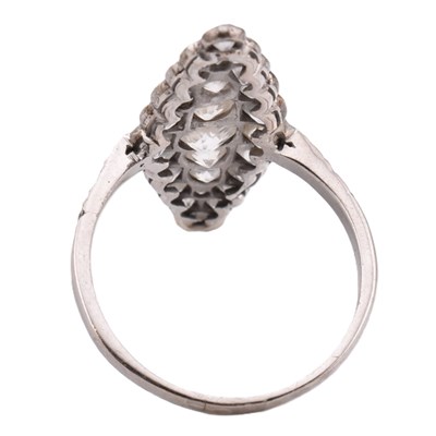 Lot 260 - HALLMARKED 18CT GOLD & DIAMOND NAVETTE CLUSTER RING