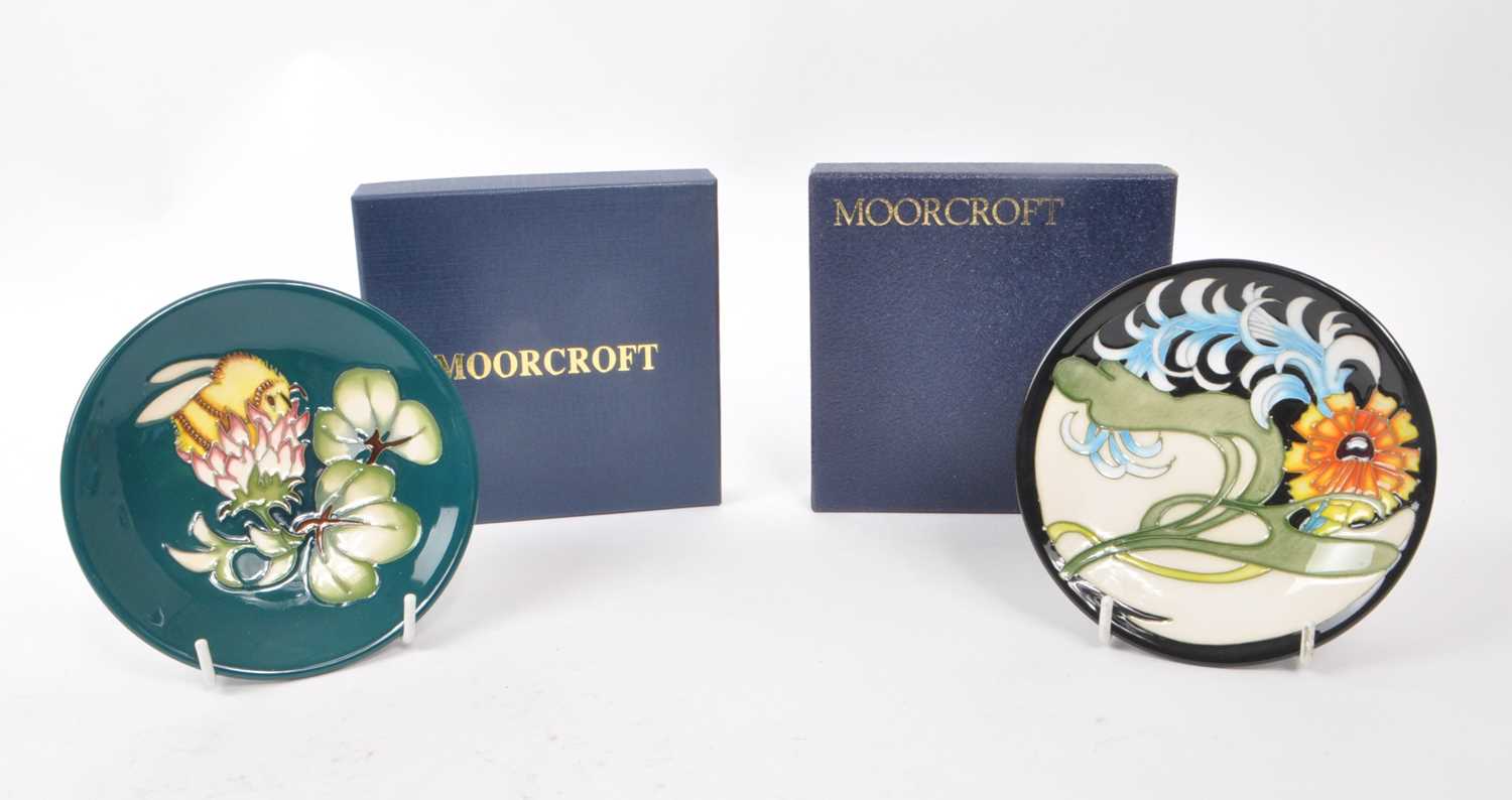 Lot 73 - MOORCROFT POTTERY - TWO MODERN CERAMIC PIN DISHES