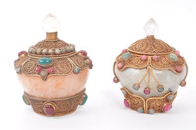 Lot 299 - TWO TIBETAN QUARTZ POTS