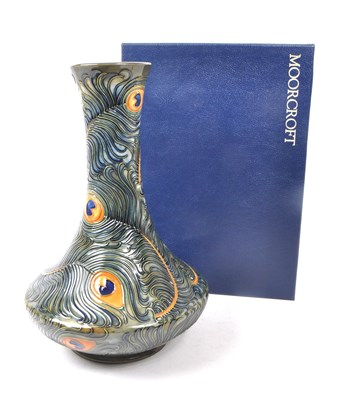Lot 76 - MOORCROFT POTTERY - LATE 20TH CENTURY PEACOCK FEATHER VASE