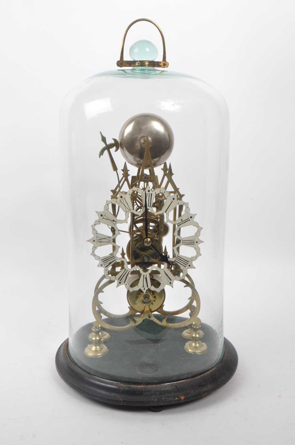 Lot 307 - GOTHIC 19THCT DOMED SKELETON CLOCK