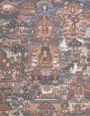 Lot 290 - NEPAL TIBETAN SHAKYAMUNI THANGKA 尼布尔 西藏 佛祖悉加牟尼唐卡