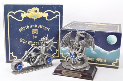 Lot 308 - MYTH & MAGIC BY THE TUDOR MINT - CAST PEWTER DRAGON FIGURES