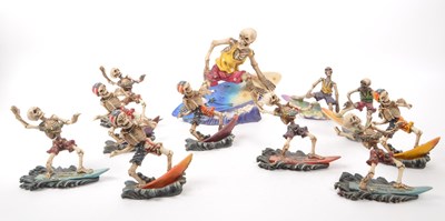 Lot 314 - COLLECTION OF CONTEMPORARY SURFING SKELETON RESIN FIGURES