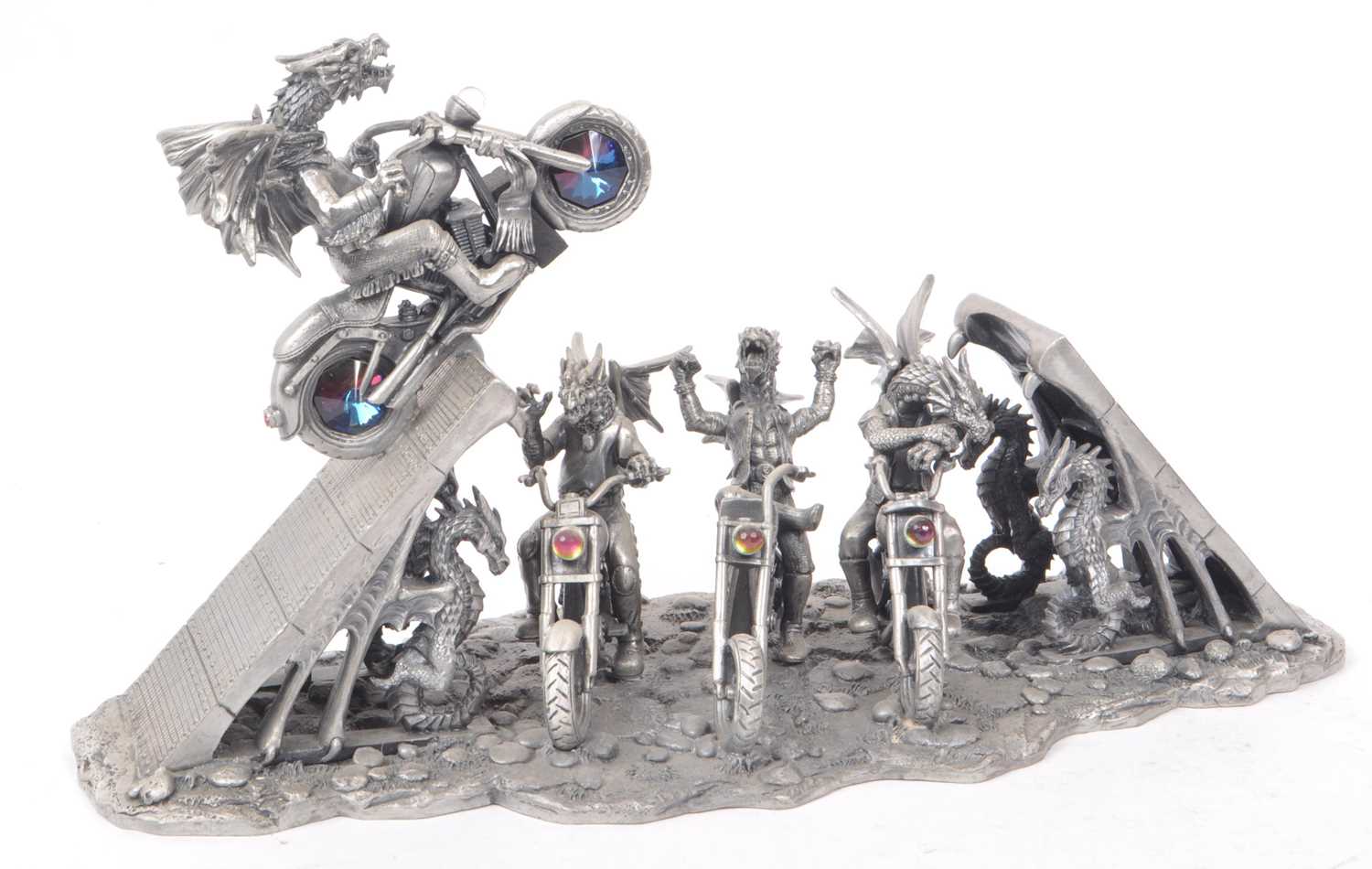 Lot 316 - MYTH & MAGIC BY THE TUDOR MINT - CAST PEWTER DRAGON FIGURE 'DAREDEVIL'
