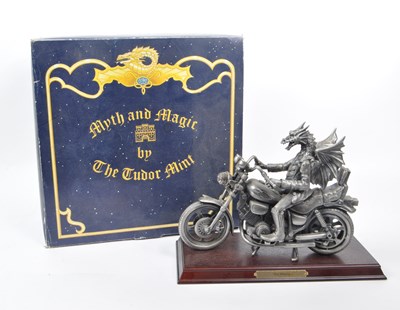 Lot 319 - MYTH & MAGIC BY THE TUDOR MINT - CAST PEWTER DRAGON FIGURE - 'HOT WHEELS'