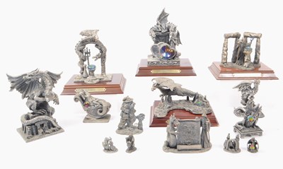 Lot 321 - MYTH & MAGIC BY THE TUDOR MINT - CAST PEWTER DRAGON FIGURES