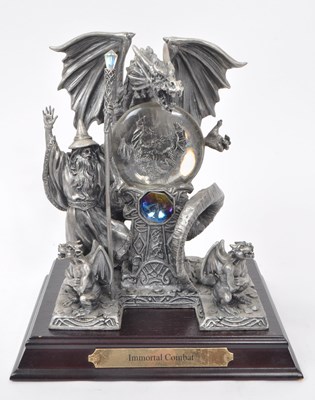 Lot 324 - MYTH & MAGIC BY THE TUDOR MINT - FOUR CAST PEWTER DRAGON FIGURES