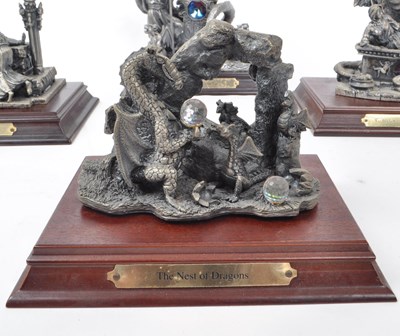 Lot 324 - MYTH & MAGIC BY THE TUDOR MINT - FOUR CAST PEWTER DRAGON FIGURES