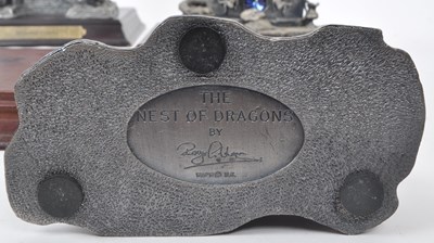 Lot 324 - MYTH & MAGIC BY THE TUDOR MINT - FOUR CAST PEWTER DRAGON FIGURES
