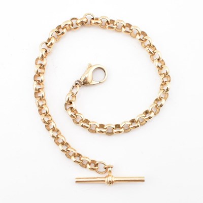 Lot 479 - HALLMARKED 9CT GOLD WATCH CHAIN WITH T-BAR
