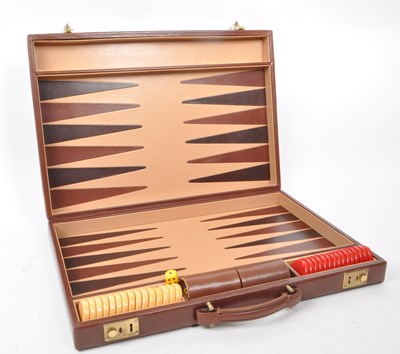 Lot 342 - ASPREY - VINTAGE LEATHER BACKGAMMON ATTACHE