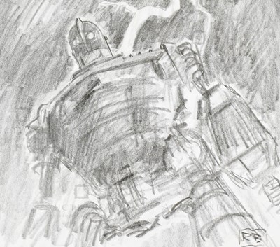 Lot 574 - THE IRON GIANT - ORIGINAL DRAWING BY RICHARD BAZLEY