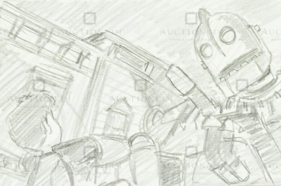 Lot 526 - THE IRON GIANT - ORIGINAL DRAWING BY RICHARD BAZLEY