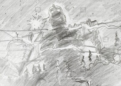 Lot 614 - THE IRON GIANT - ORIGINAL DRAWING BY RICHARD BAZLEY