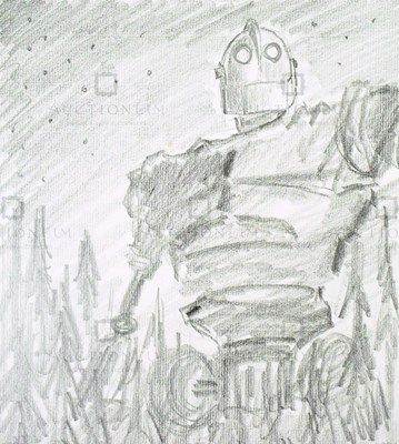 Lot 604 - THE IRON GIANT - ORIGINAL DRAWING BY RICHARD BAZLEY