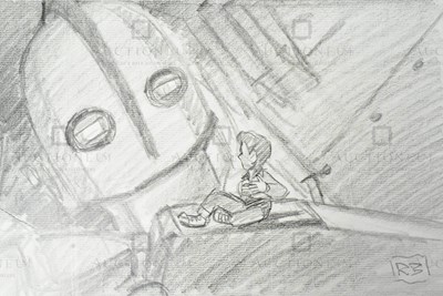 Lot 576 - THE IRON GIANT - ORIGINAL DRAWING BY RICHARD BAZLEY