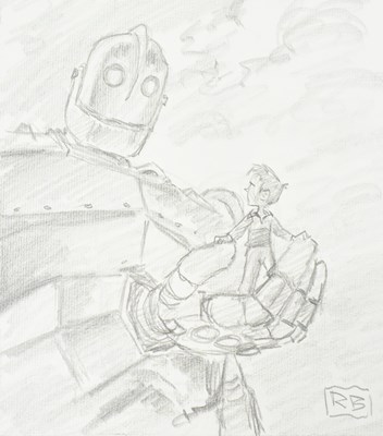 Lot 446 - THE IRON GIANT - ORIGINAL DRAWING BY RICHARD BAZLEY