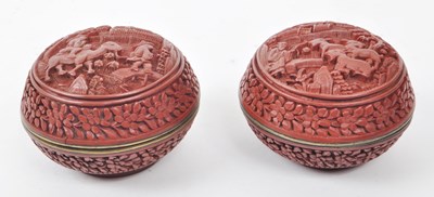 Lot 361 - EARLY 20TH CENTURY RED LACQUERED CINNBAR TRINKET BOXES