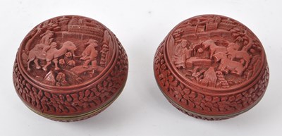 Lot 361 - EARLY 20TH CENTURY RED LACQUERED CINNBAR TRINKET BOXES