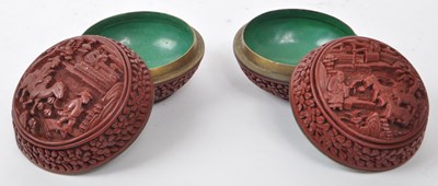 Lot 361 - EARLY 20TH CENTURY RED LACQUERED CINNBAR TRINKET BOXES